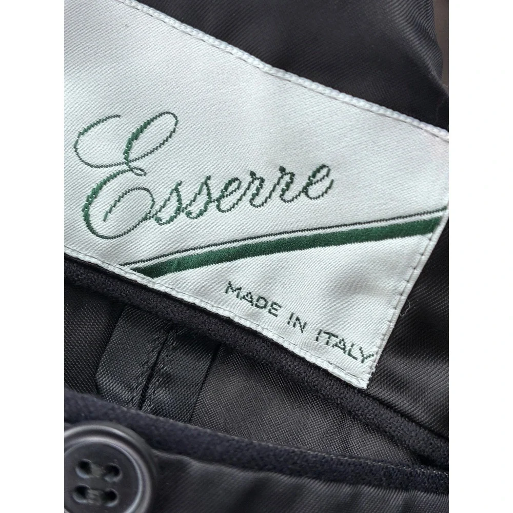 Esserre Mens Pinstripe Suit Black 100% Virgin Wool Italy Dark Academia